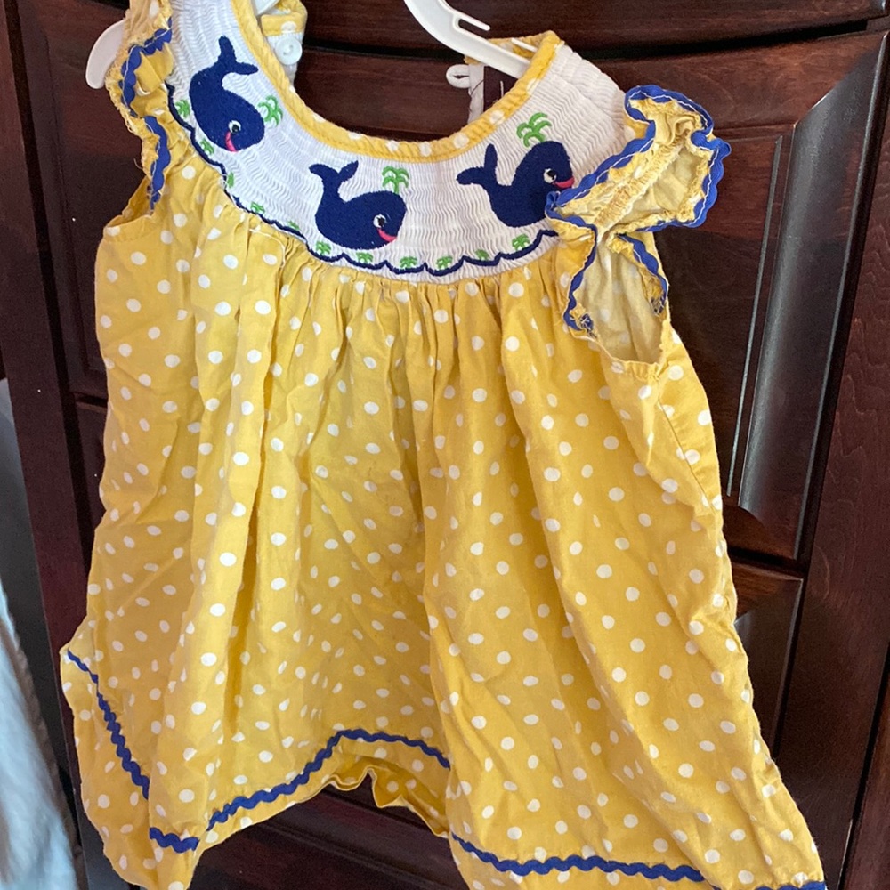 Adorable whale smocked dress
